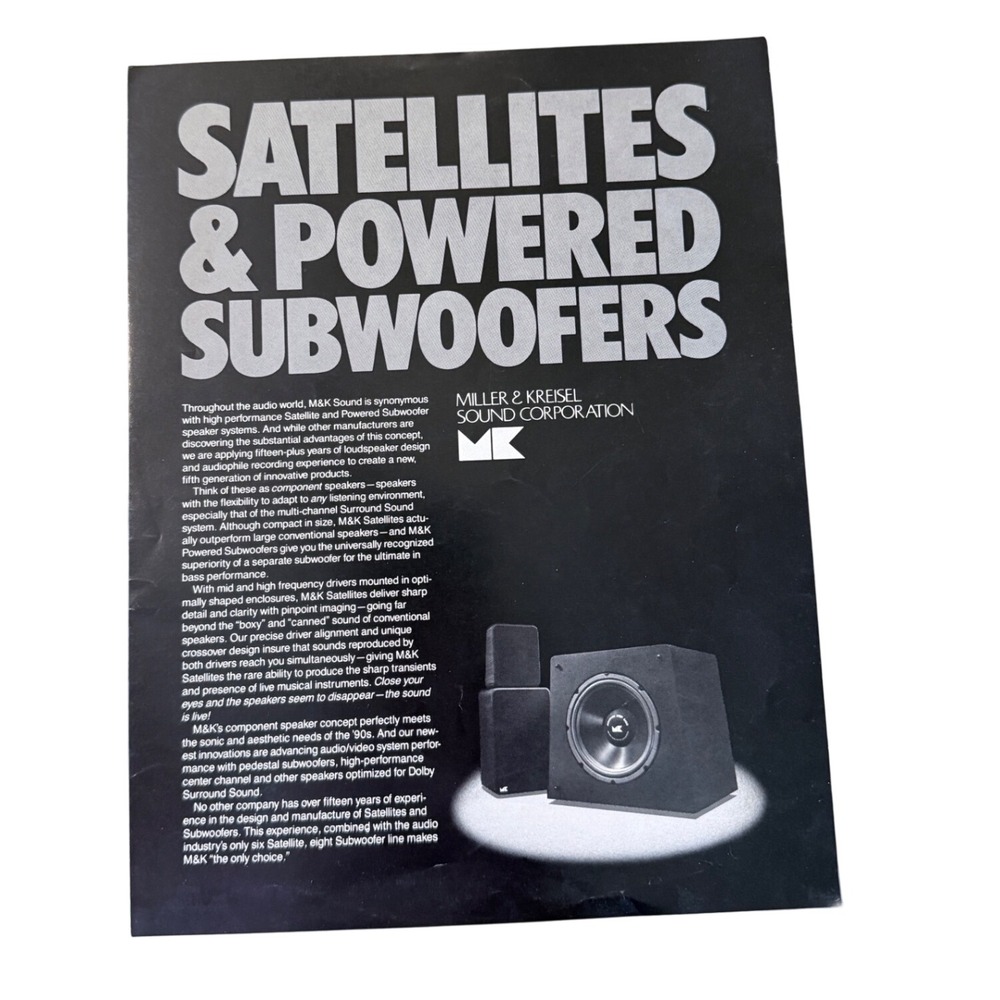 Vintage M&K Miller & Kreisel Satellites & Powered Subwoofers Product Brochure